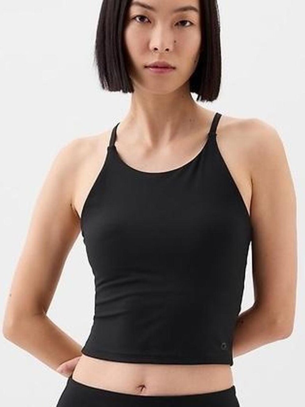 NWOT GapFit Studio Longline Sports Bra in black, XS